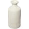Cream Ceramic Textured Geometric Vase with Checkered Pattern